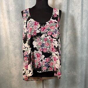 Torrid semi sheer black floral layering tank size 3